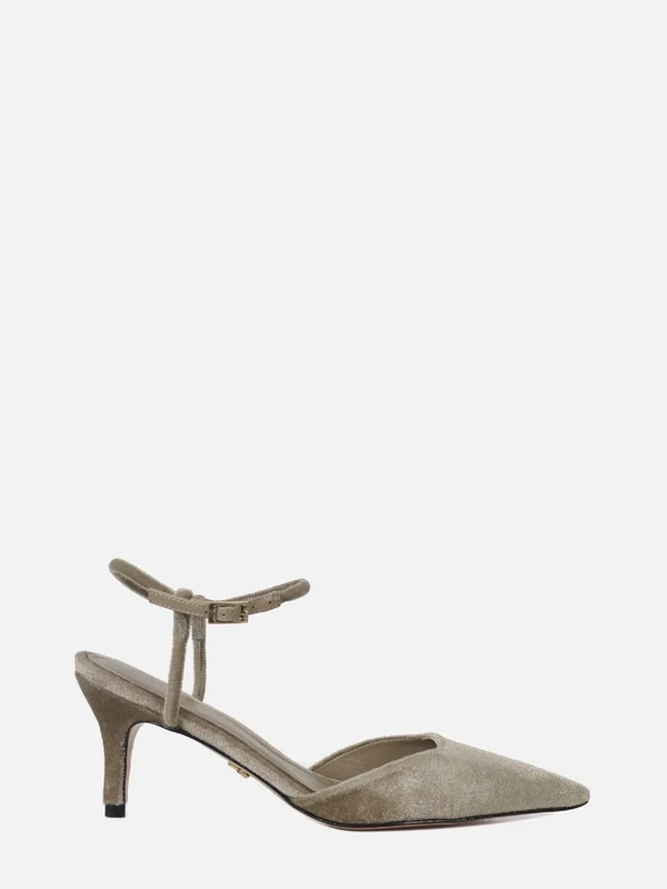 SCARPIN DE VELVET BEGE SALTO MÉDIO 34