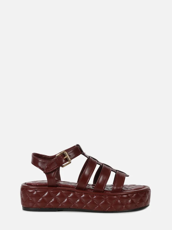 FLATFORM EM COURO ELISE BURGUNDY COM MATELASSÊ 34