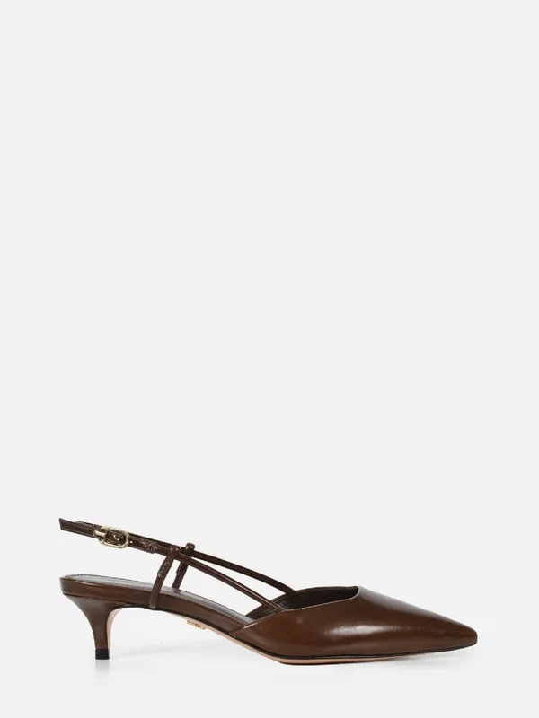 SCARPIN EM COURO CASSIE CAFÉ SALTO BAIXO 38