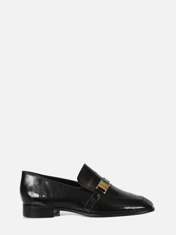 MOCASSIM EM COURO CHIARA PRETO BICO QUADRADO 37