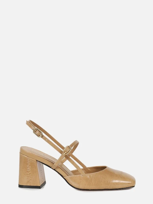 SCARPIN EM COURO CHIARA SAFARI SALTO BLOCO 34