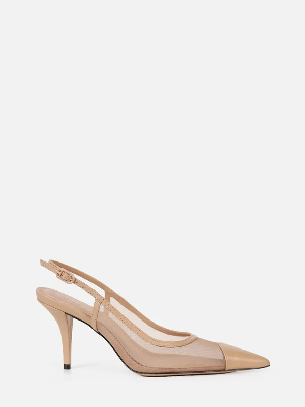 SCARPIN EM TELA JOLIE NUDE SALTO MÉDIO FINO 40