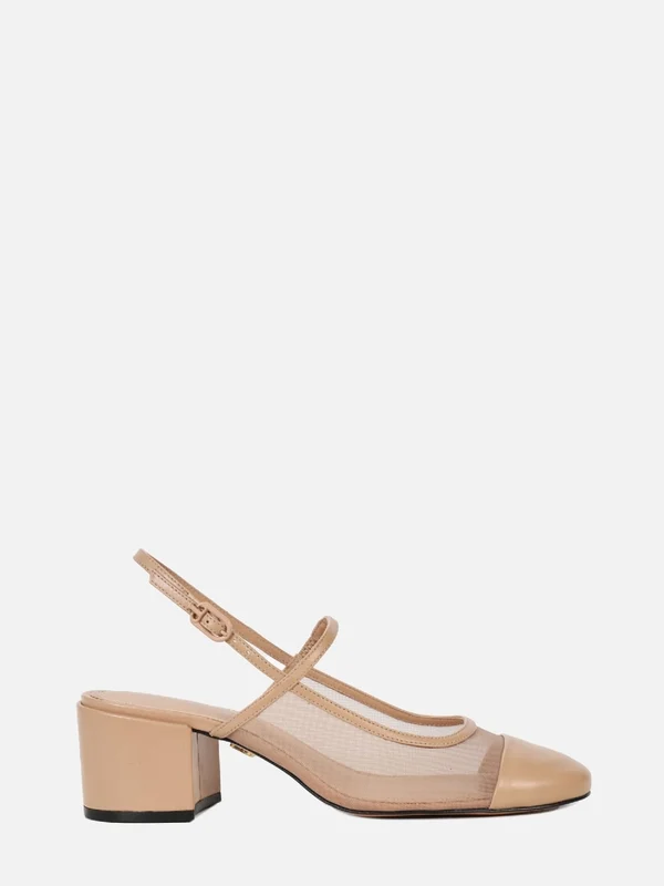 SCARPIN EM TELA AMELIE NUDE SALTO BLOCO MARY JANE 37