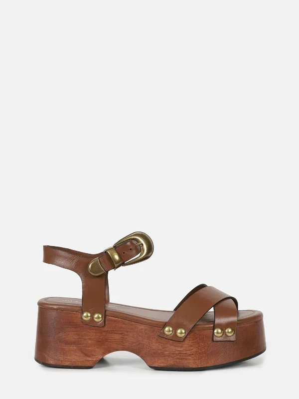 FLATFORM EM COURO LEONA TOBACOM COM PLATAFORMA DE MADEIRA 38