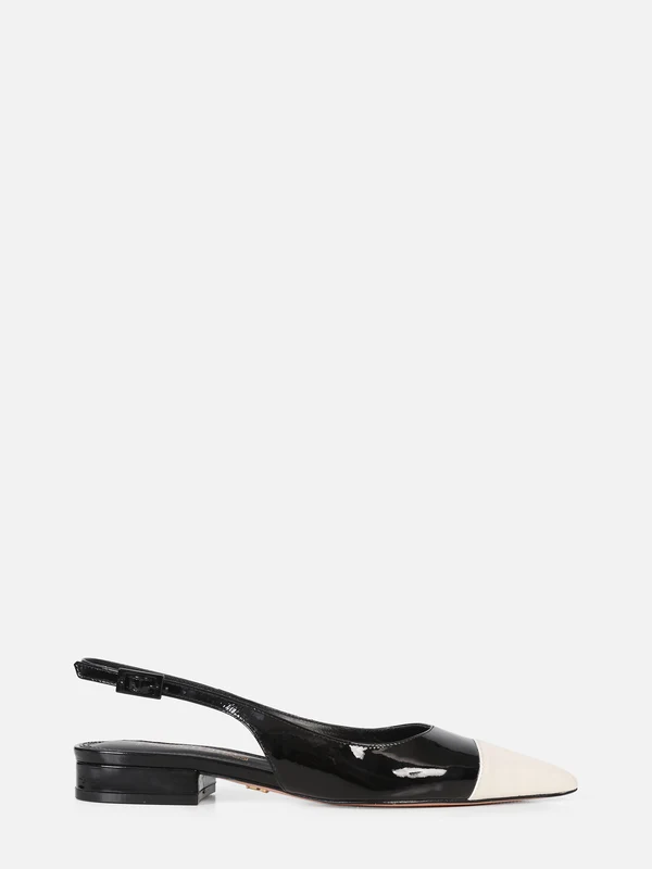 SAPATILHA EM COURO VERNIZ MARIE BICOLOR SLINGBACK BICO FINO 34