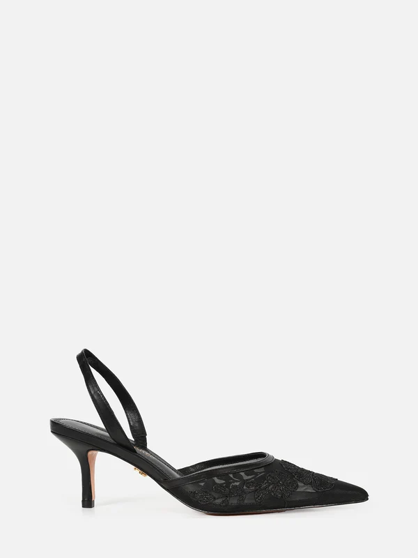 SCARPIN EM TELA BORBADA BELLE PRETO SALTO MÉDIO FINO 36