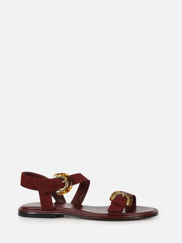 RASTEIRA EM CAMURÇA CASSIE BURGUNDY FIVELA TARTARUGA 34