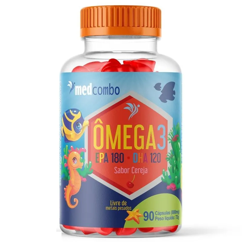 Omega 3 Infantil 800 Mg 90 Capsulas Sabor Cereja Medcombo