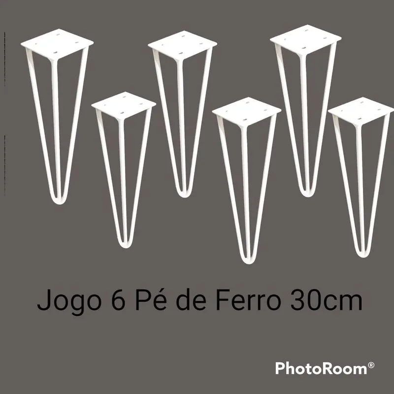 Kit Com 6 Pés De Ferro Hairpin Legs 30cm Branco Medcombo