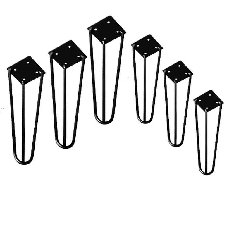 Kit 6 Und Pés Ferro Hairpin Legs 73cm E 30cm Preto Medcombo
