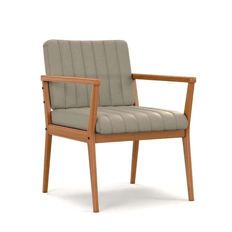 Poltrona Mobly Miami Madeira de Eucalipto Linho Areia