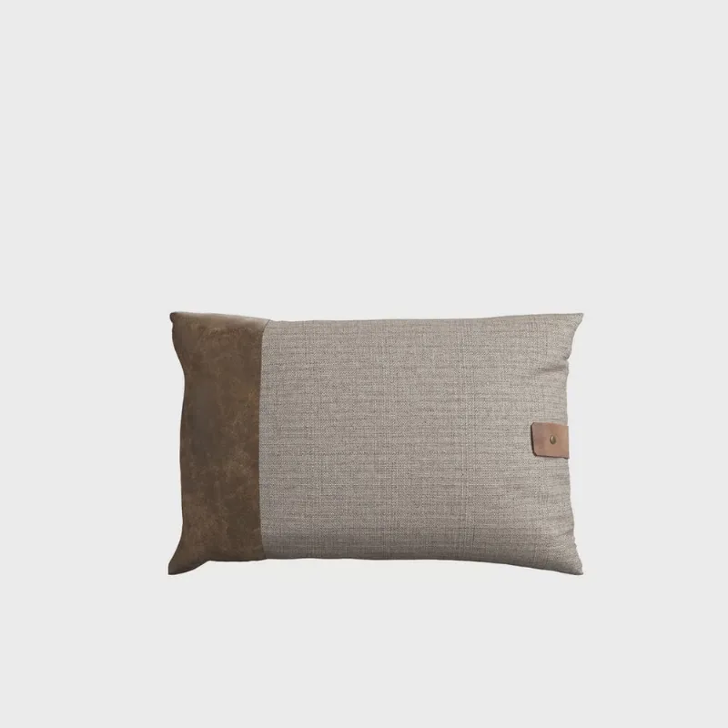 Almofada 55x35cm em Linho Leme Alves Pereira Cinza/Marrom
