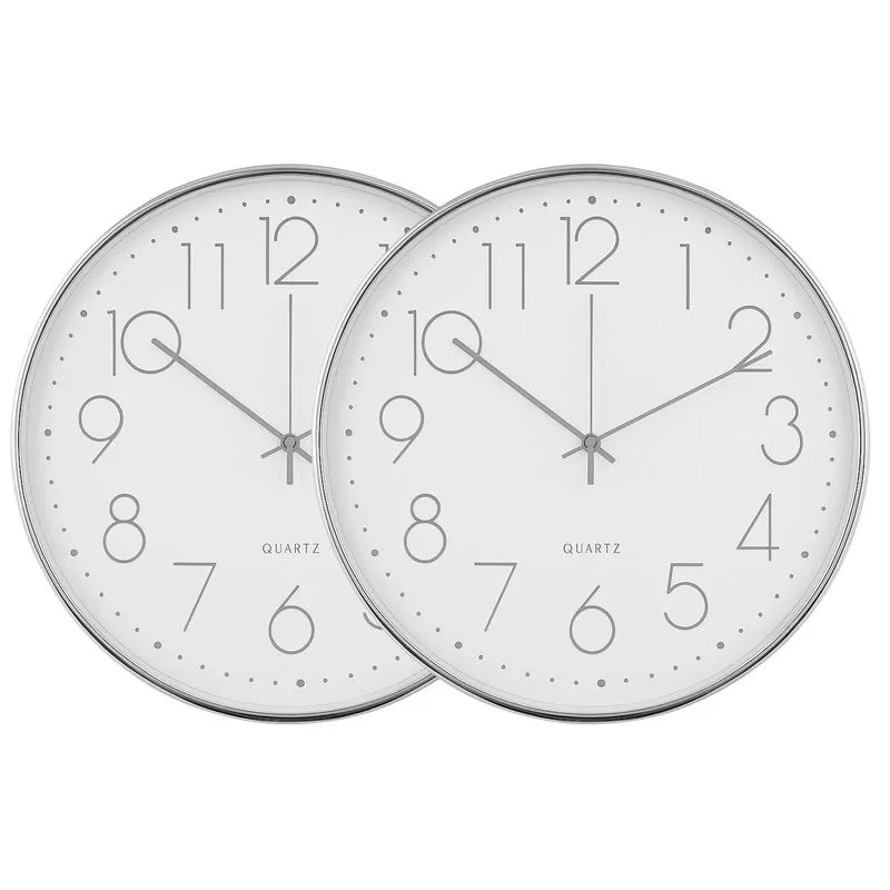 Kit 2 Relógio De Parede Decorativo 30cm Luxo Moderno Cromado