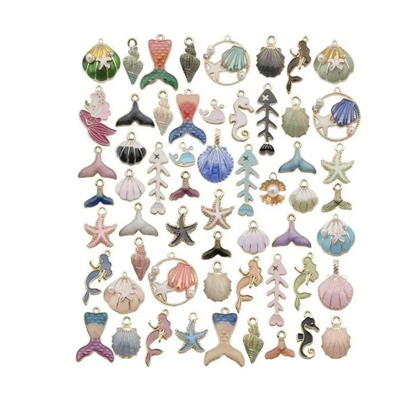 55 Peças Pingente Bijuteria Artesanato Níquel Oceano Resina