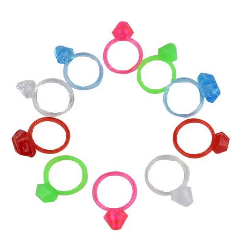 Anel De Plástico Infantil 10 Pçs Cristal Colorido - Tudo Em Caixa