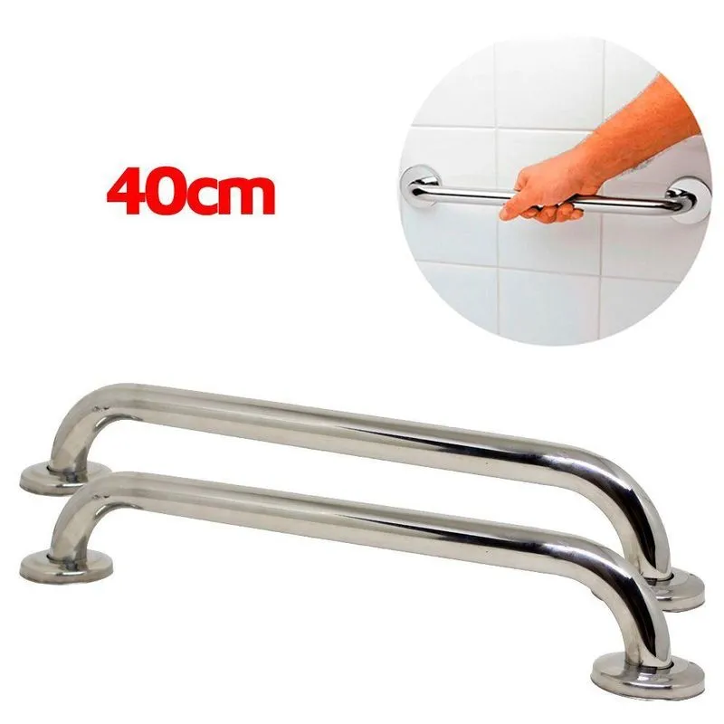 Kit 2 Alça / Barra De Apoio / Suporte Para Parede Inox 40cm