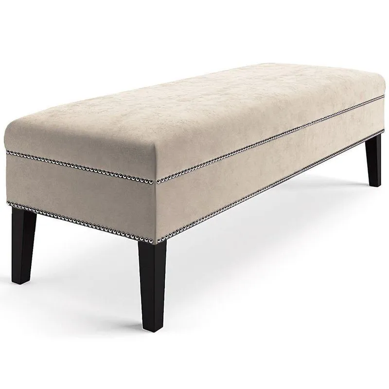 Banco Sofia 1,20M Com Tachas Suede Bege - Inova Decor