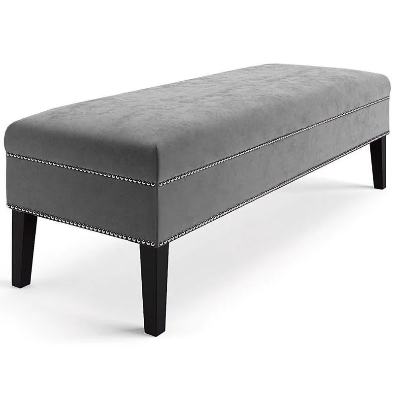 Banco Sofia 1,20M Com Tachas Suede Cinza - Inova Decor