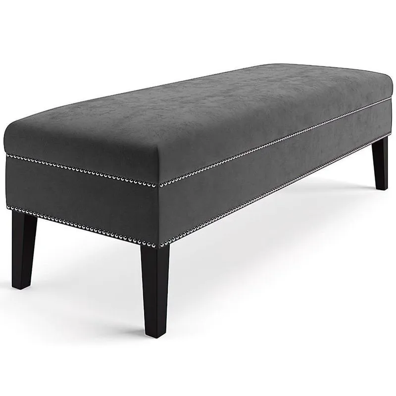 Banco Sofia 1,20M Com Tachas Suede Grafite - Inova Decor