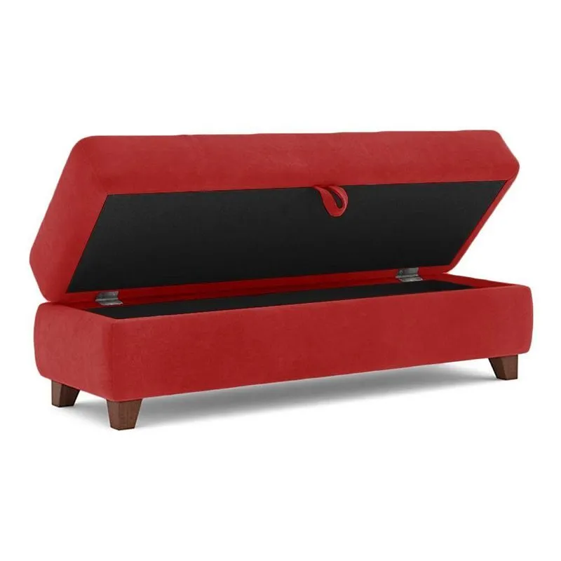 Recamier Calçadeira Bali 1,40m Suede Vermelho - Inova Decorações