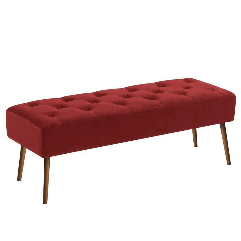 Banco Estofado Rubi 1,20M Suede Azul Marinho - Inova Decor