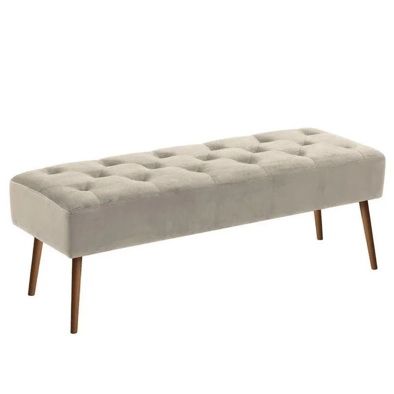 Banco Estofado Rubi 1,40M Suede Bege - Inova Decor