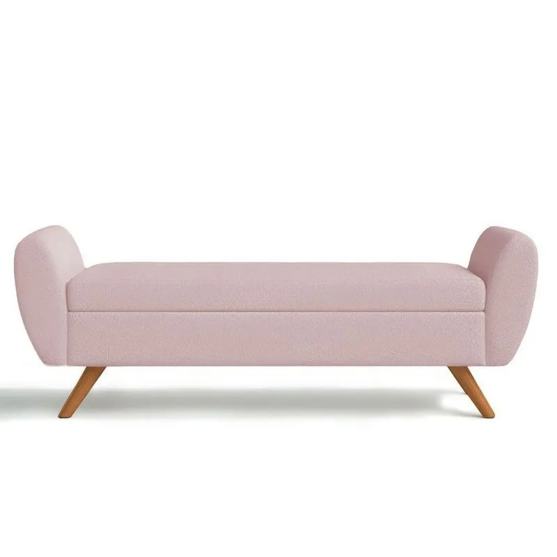 Recamier Bau Grecia 1,60m Suede Rosa Bebe - Clique Decor