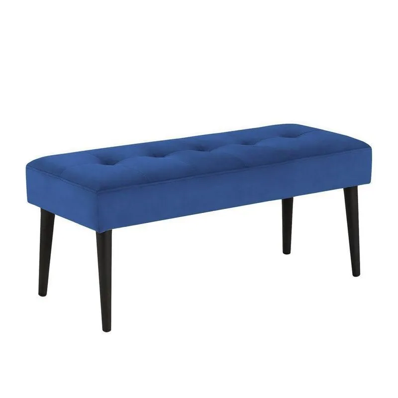 Banco Estofado Theo 1,20m Suede Azul Marinho - Inova Decor