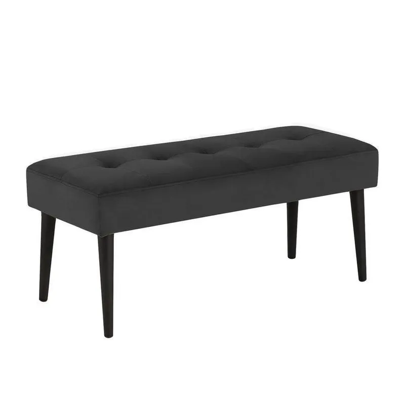 Banco Estofado Theo 1,60m Suede Preto - Inova Decor