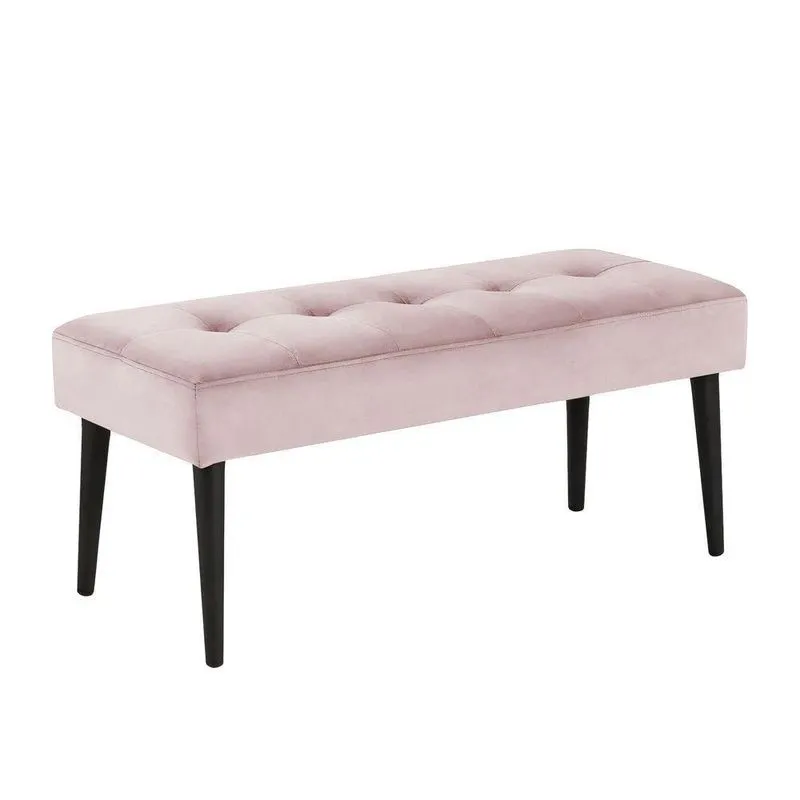 Banco Estofado Theo 1,60m Suede Rosa Bebe - Inova Decor