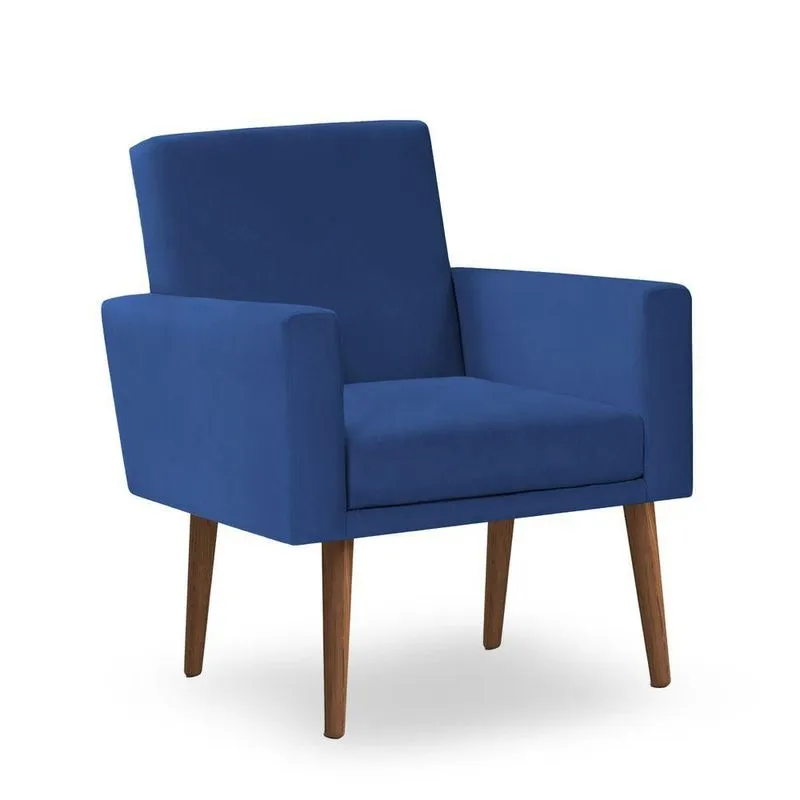 Poltrona Decorativa Nina Suede Azul Marinho - Inova Decor