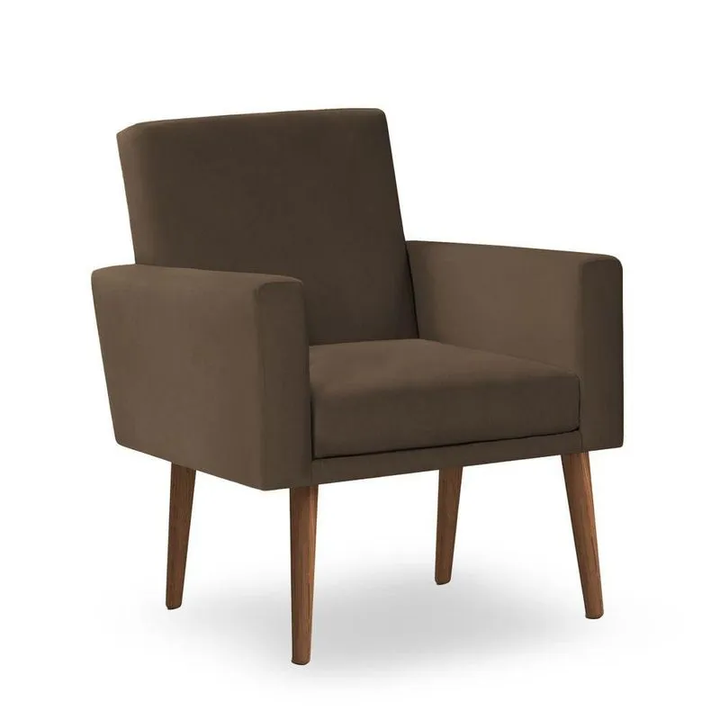 Poltrona Decorativa Nina Suede Marrom - Inova Decor