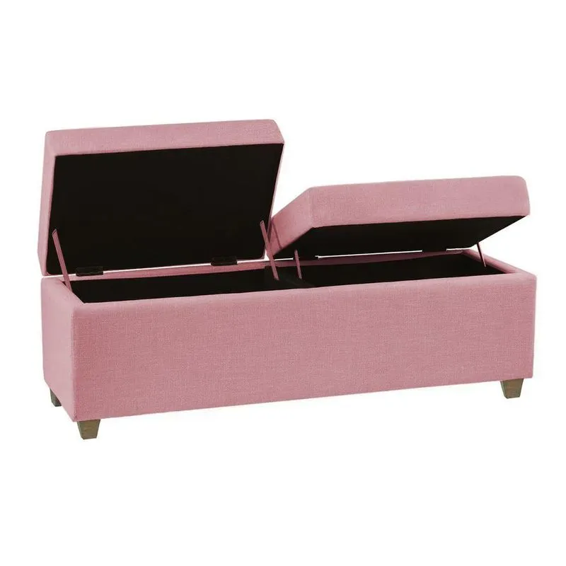 Recamier Bau Madri 1,20m Corino Rosa Bebe - Inova Decorações