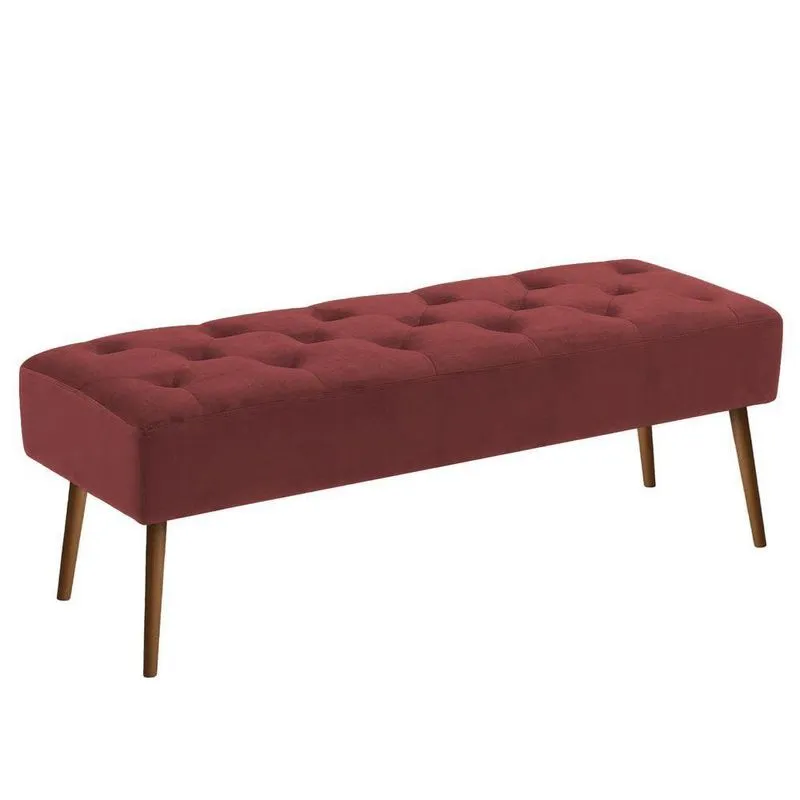 Banco Estofado Rubi 1,20m Suede Bordo - Clique Decorações