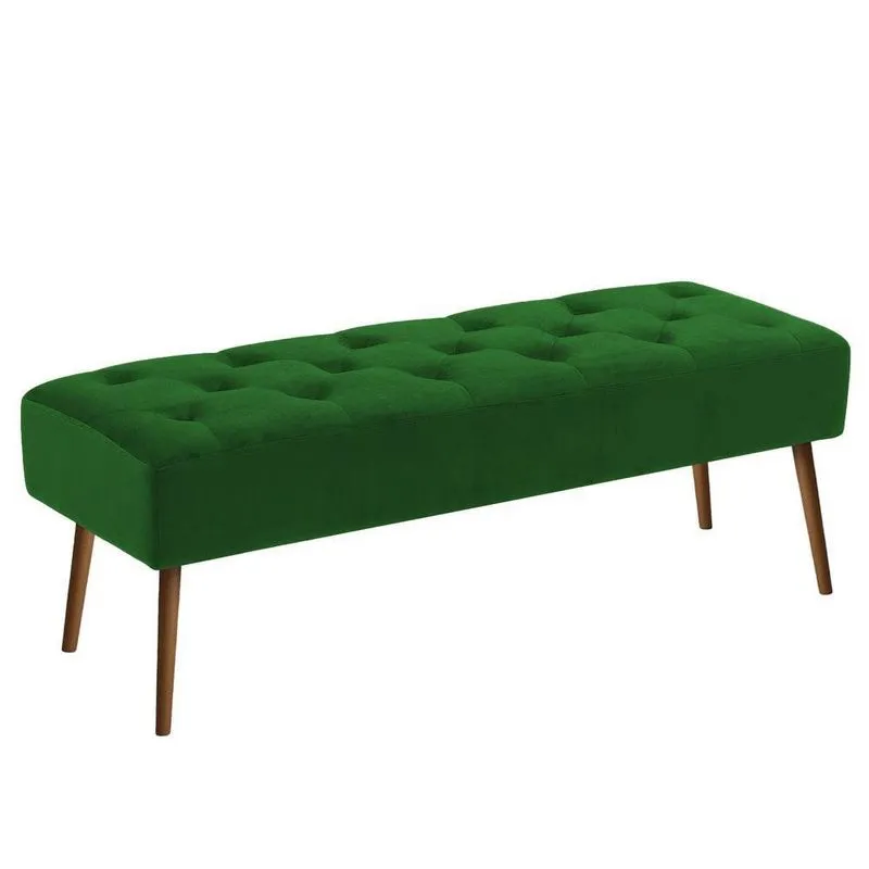 Banco Estofado Rubi 1,20m Suede Verde - Clique Decorações
