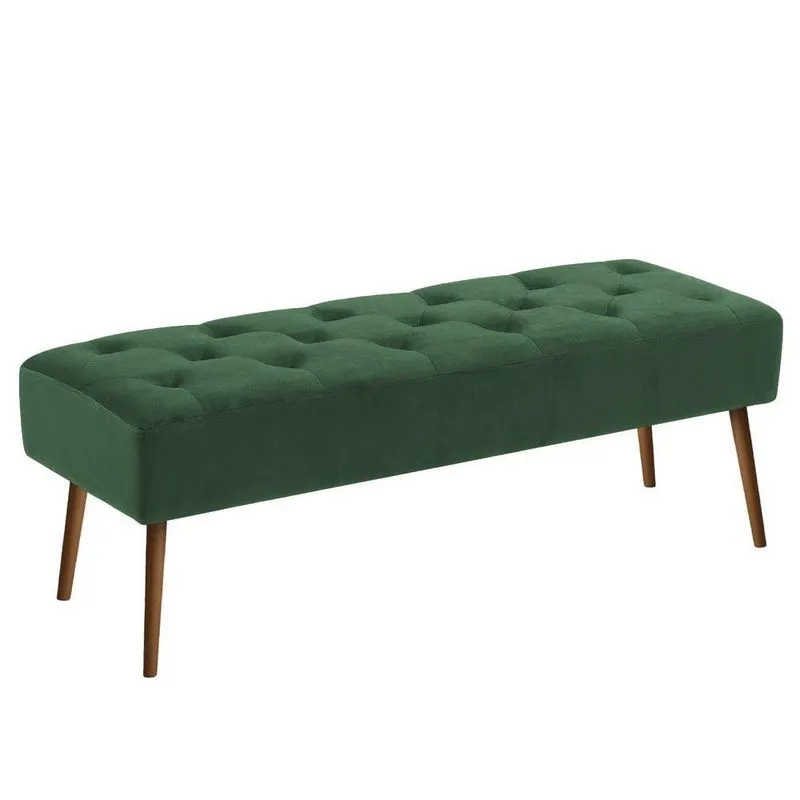 Banco Estofado Rubi 1,20m Veludo Verde - Clique Decorações