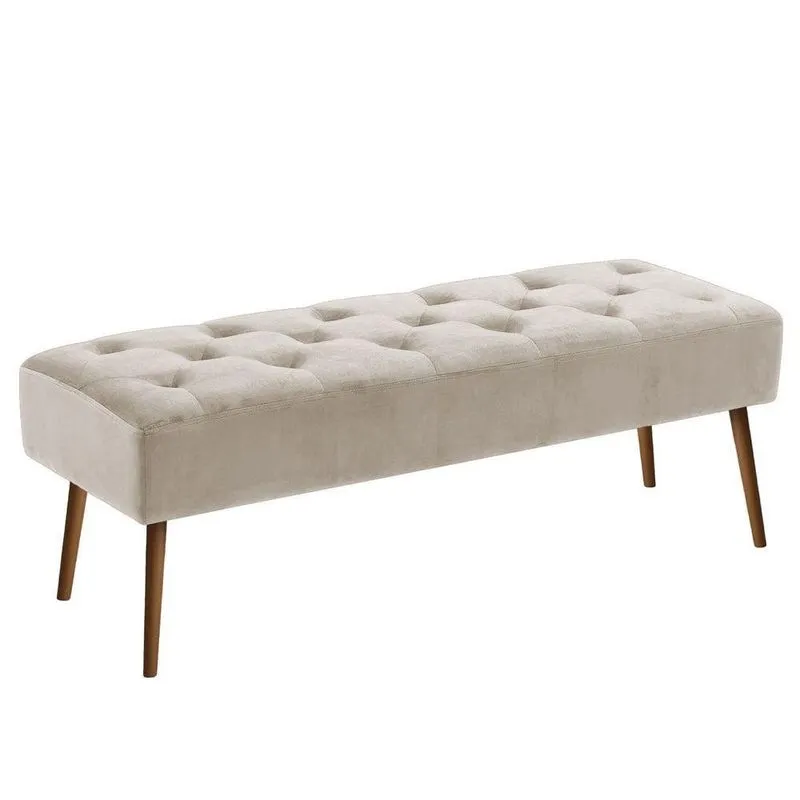 Banco Estofado Rubi 1,40m Suede Bege - Clique Decorações