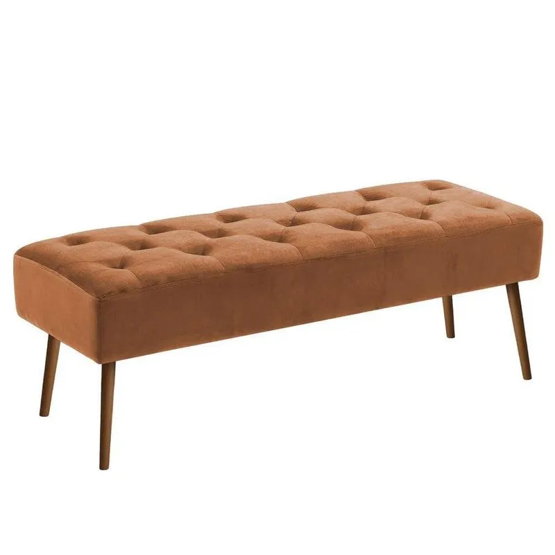 Banco Estofado Rubi 1,40m Veludo Terracota - Clique Decorações