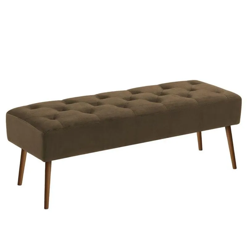 Banco Estofado Rubi 1,60m Suede Marrom - Clique Decorações