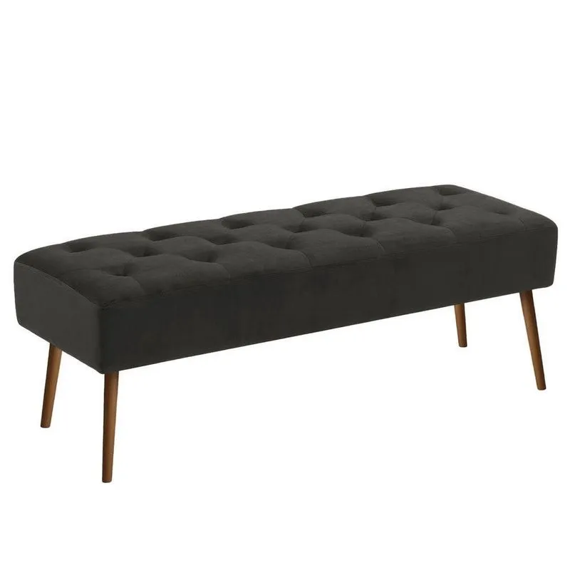 Banco Estofado Rubi 1,40m Veludo Preto - Clique Decorações
