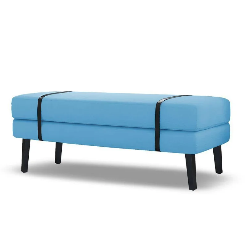 Banco Estofado Viena 1,40m Suede Azul Turquesa - Inova Decorações