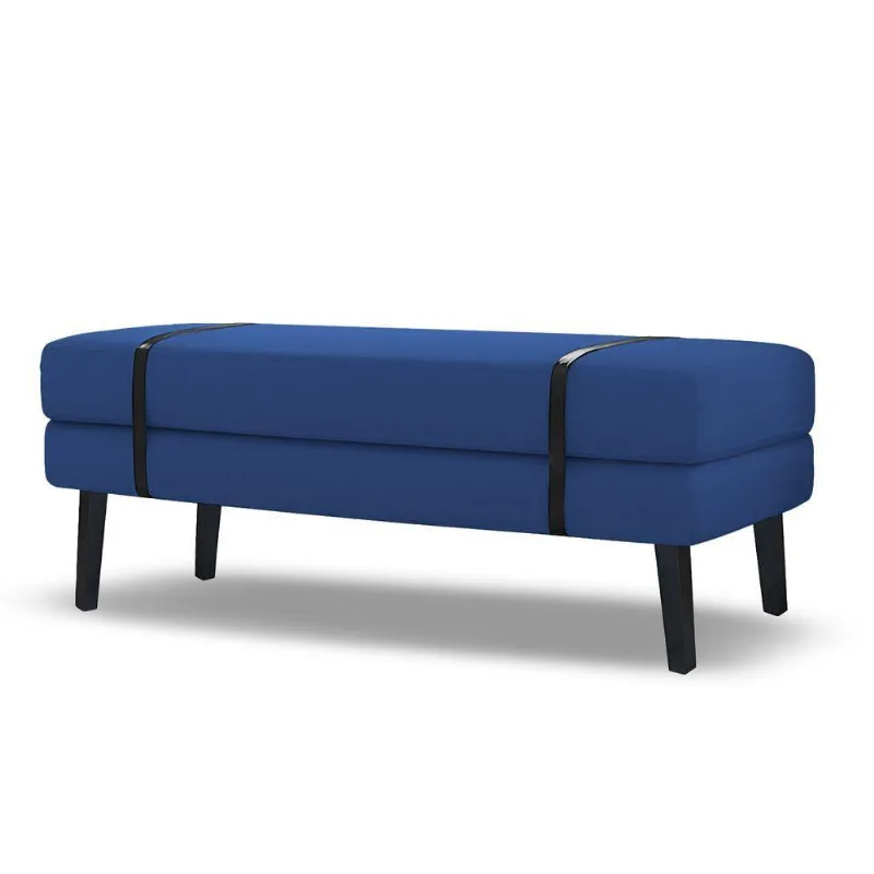 Banco Estofado Viena 1,40m Suede Azul Marinho - Inova Decorações