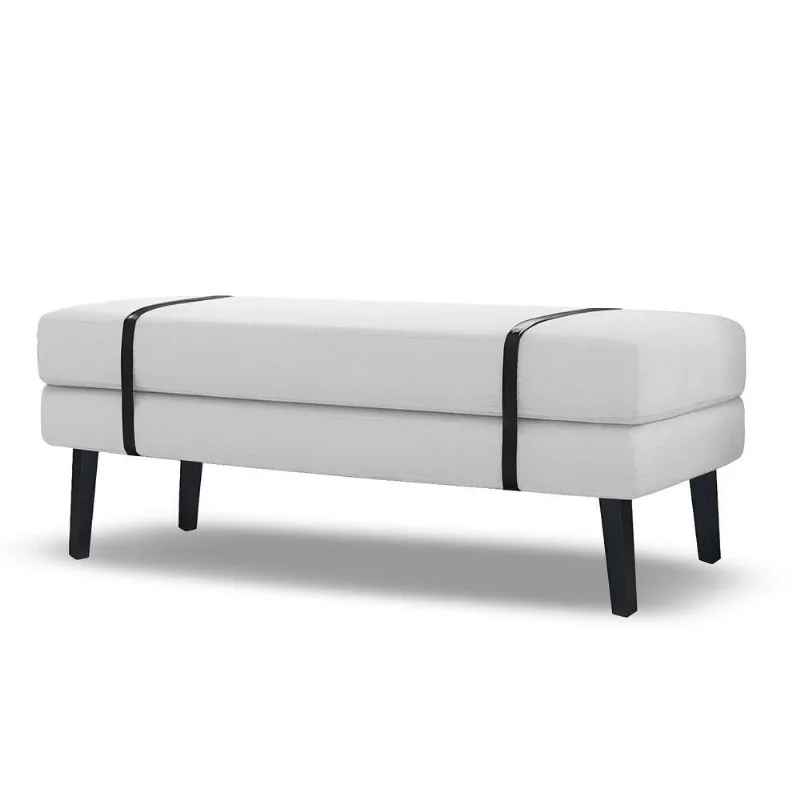 Banco Estofado Viena 1,40m Suede Branco - Inova Decorações