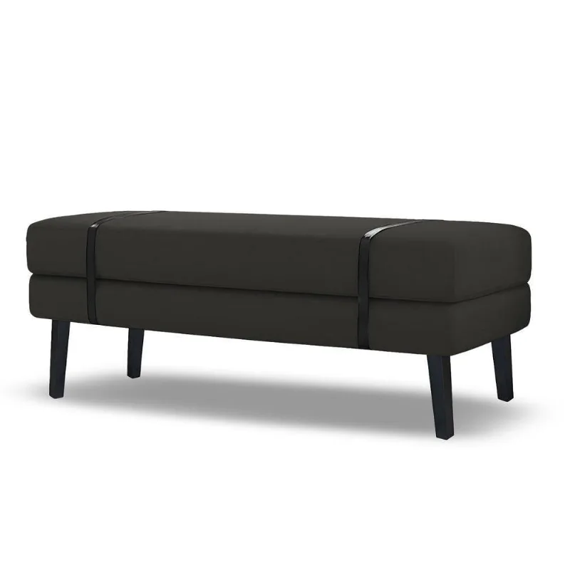 Banco Estofado Viena 1,40m Suede Preto - Inova Decorações
