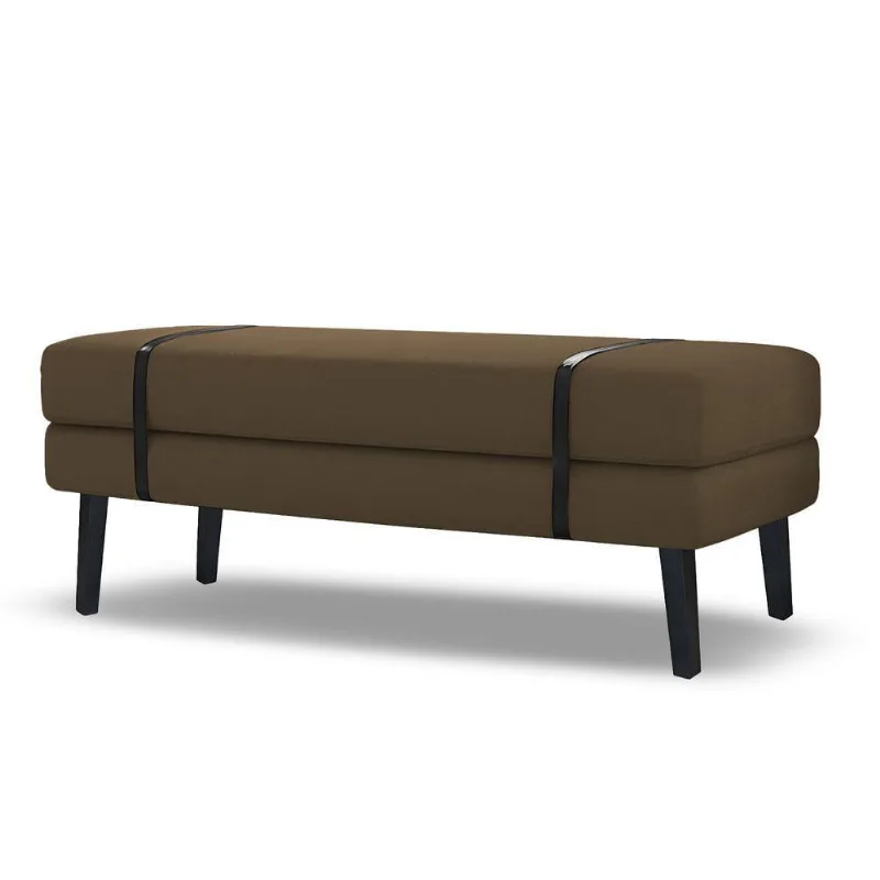 Banco Estofado Viena 1,40m Suede Marrom - Inova Decorações
