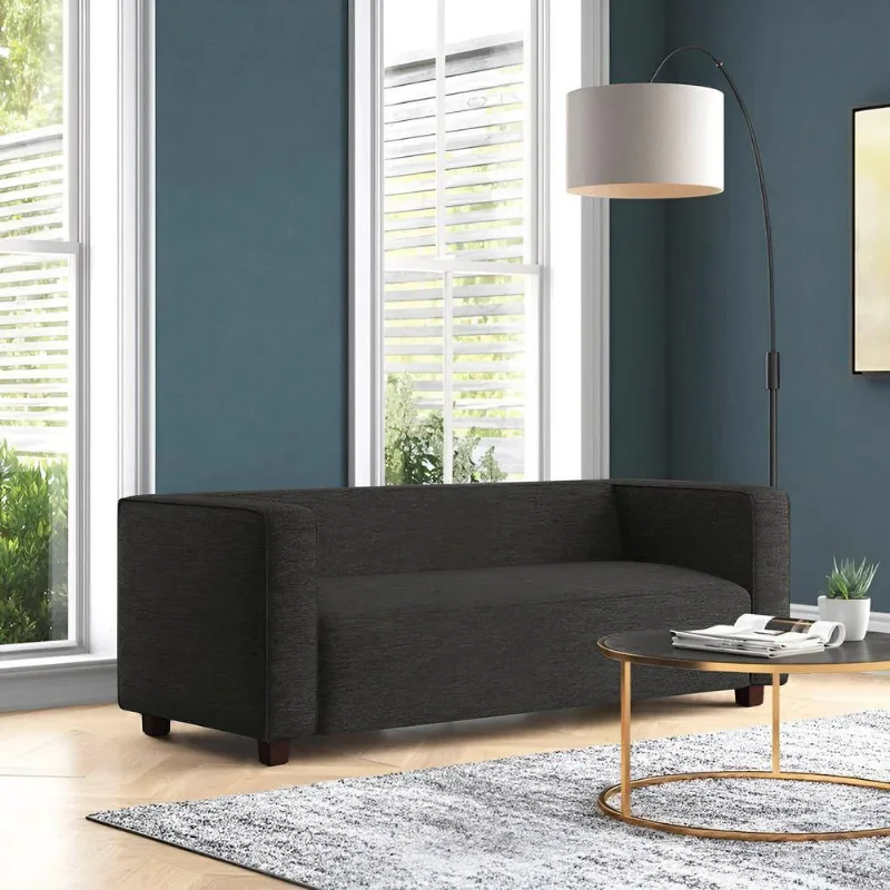 Sofá Namoradeira Amsterdam 1,40m Suede Preto - Inova Decorações