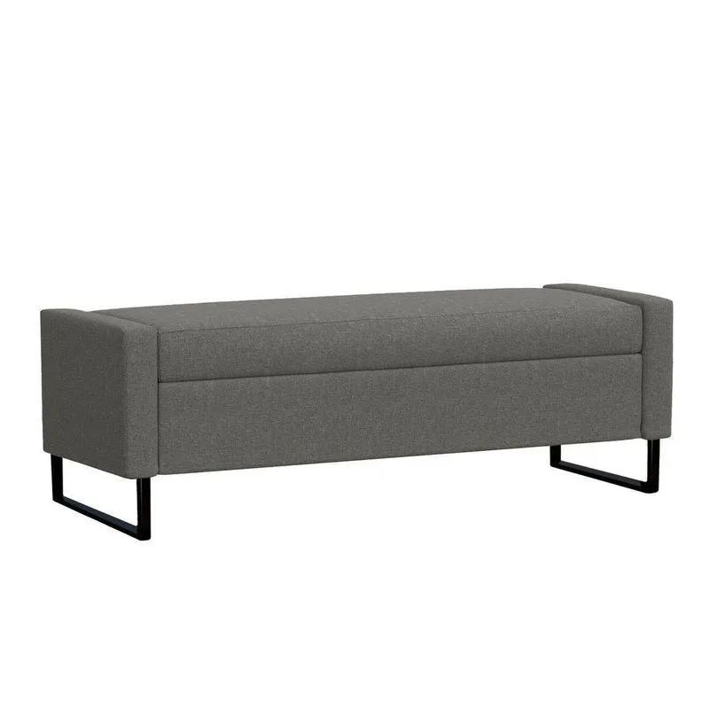 Recamier Bau Paris Base De Metal 1,40m Linho Grafite - Inova Decorações