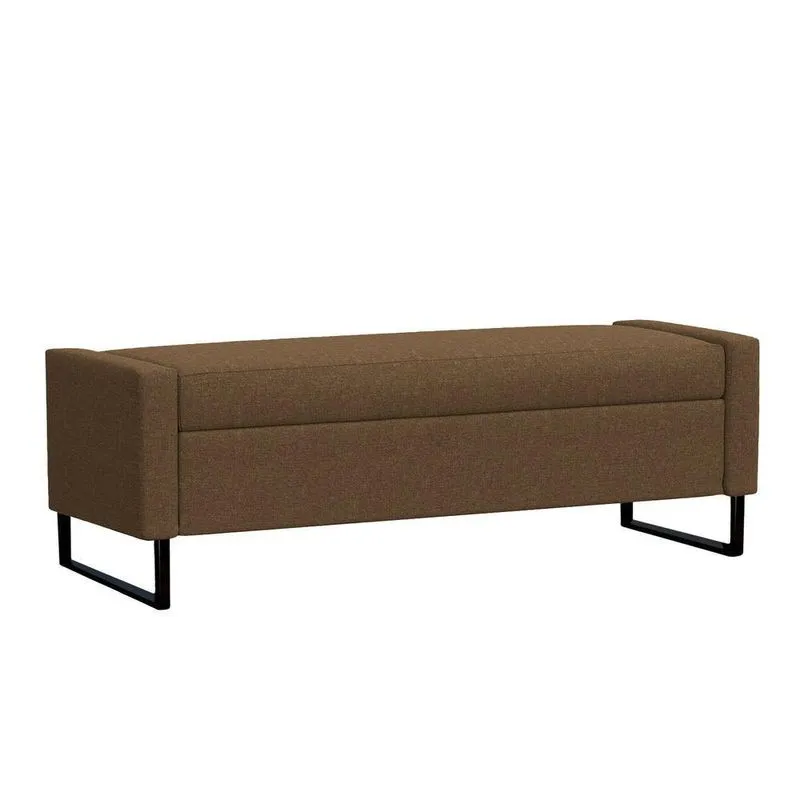 Recamier Bau Paris Base De Metal 1,40m Suede Marrom - Inova Decorações
