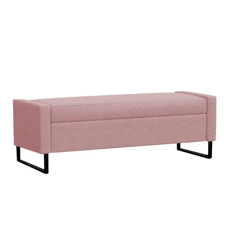 Recamier Bau Paris Base De Metal 1,40m Suede Rose - Inova Decorações