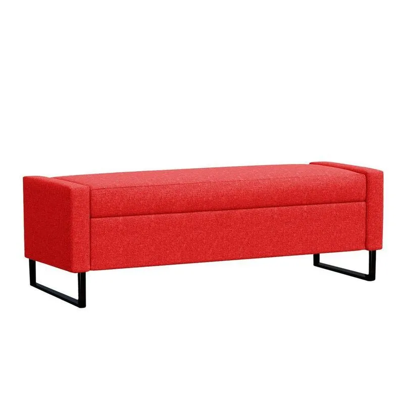 Recamier Bau Paris Base De Metal 1,40m Suede Vermelho - Inova Decorações